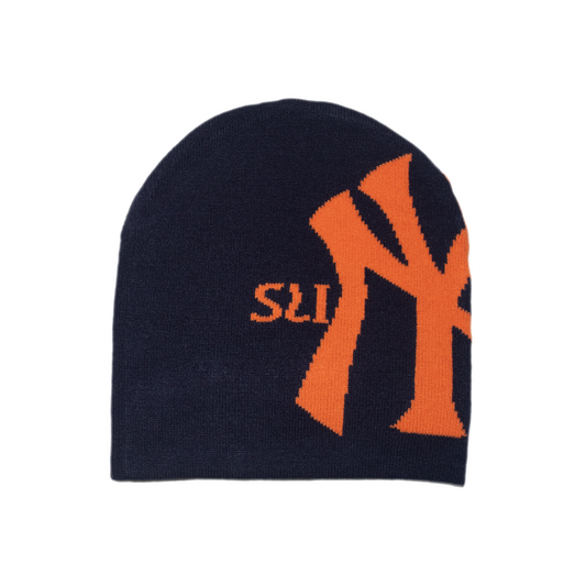 NY Reversible Skull Beanie - Navy/Black
