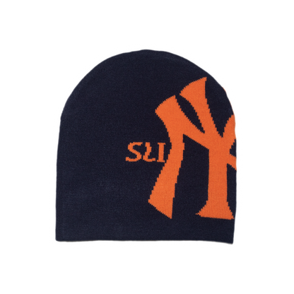 NY Reversible Skull Beanie - Navy/Black