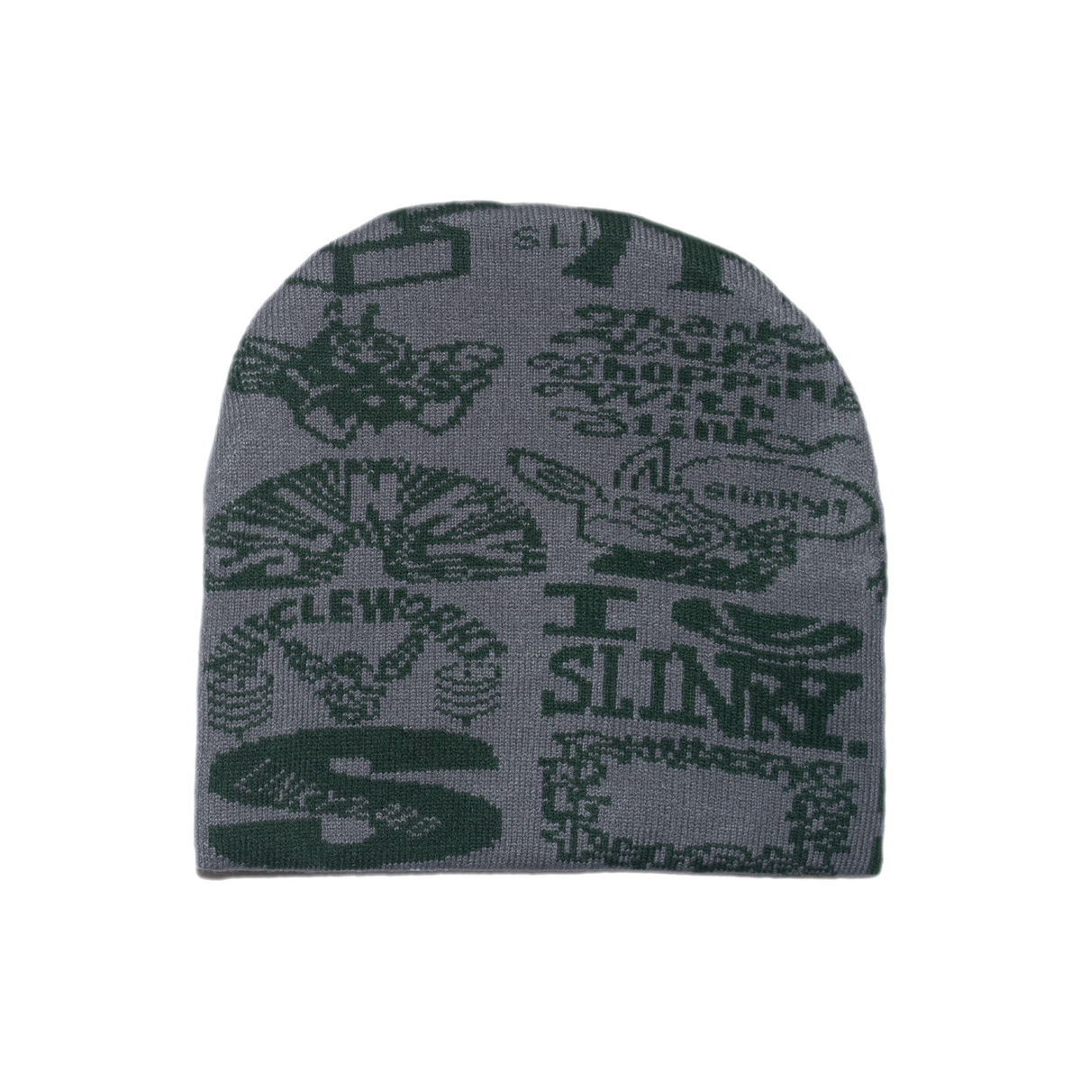 Allover Reversible Skull Beanie - Grey