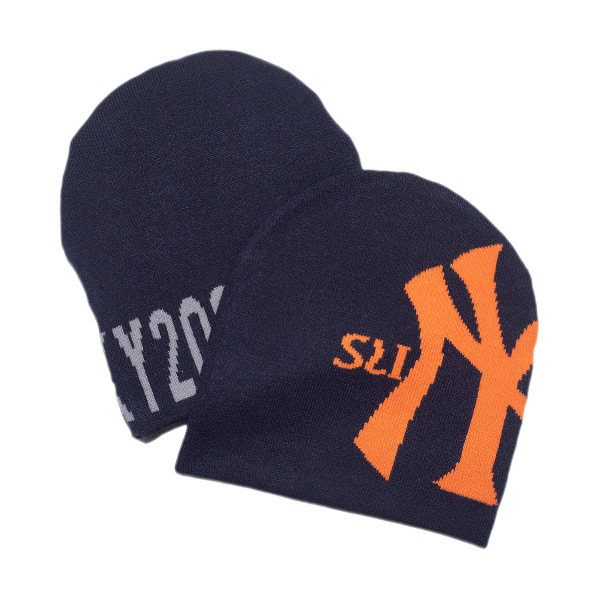 NY Reversible Skull Beanie - Navy/Black