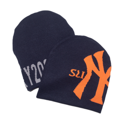 NY Reversible Skull Beanie - Navy/Black