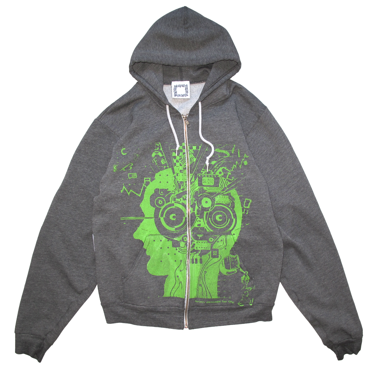 Brain Damage Zip Hood - Grey