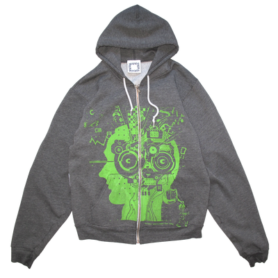 Brain Damage Zip Hood - Grey