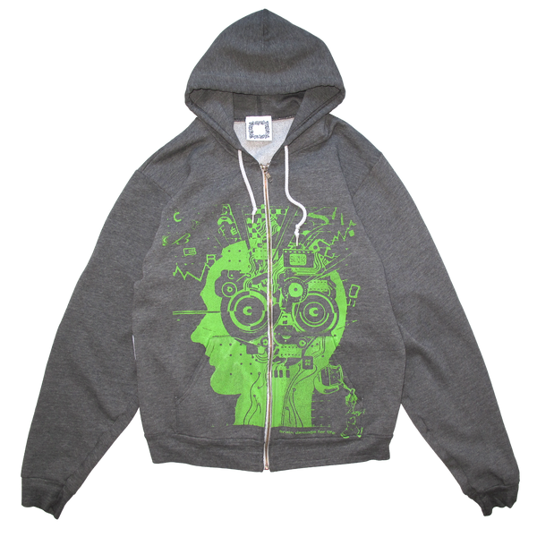 Brain Damage Zip Hood - Grey