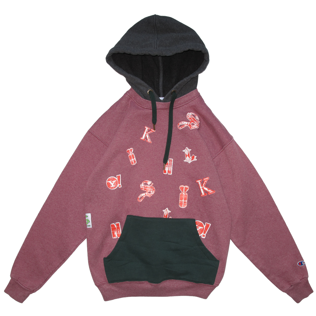 Letters Two Tone Hood - Red