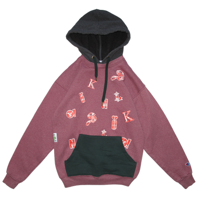 Letters Two Tone Hood - Red