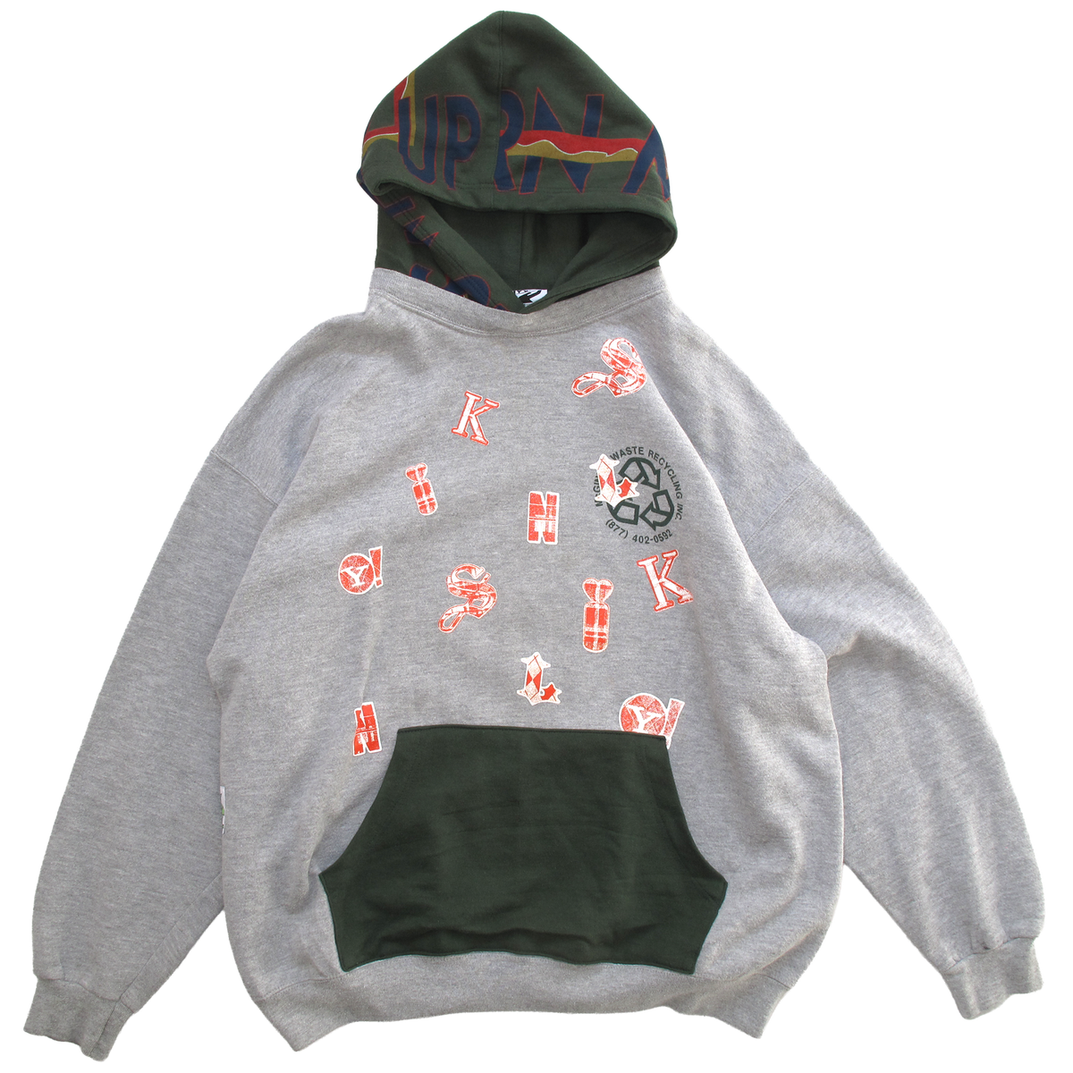 Letters Two Tone Hood - Grey/Forest