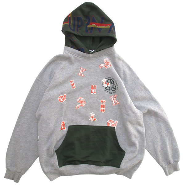 Letters Two Tone Hood - Grey/Forest
