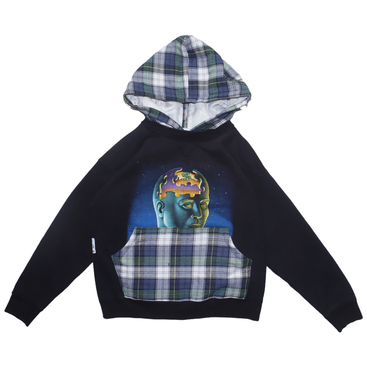 Puzzle Two Tone Hood - Navy/Plaid