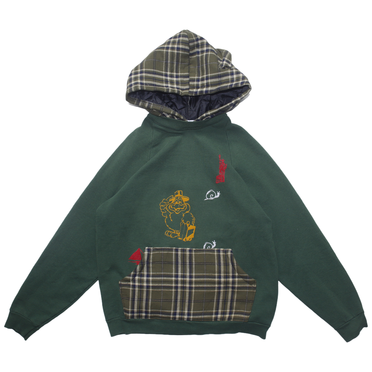 Travel Two Tone Hood - Green/Plaid